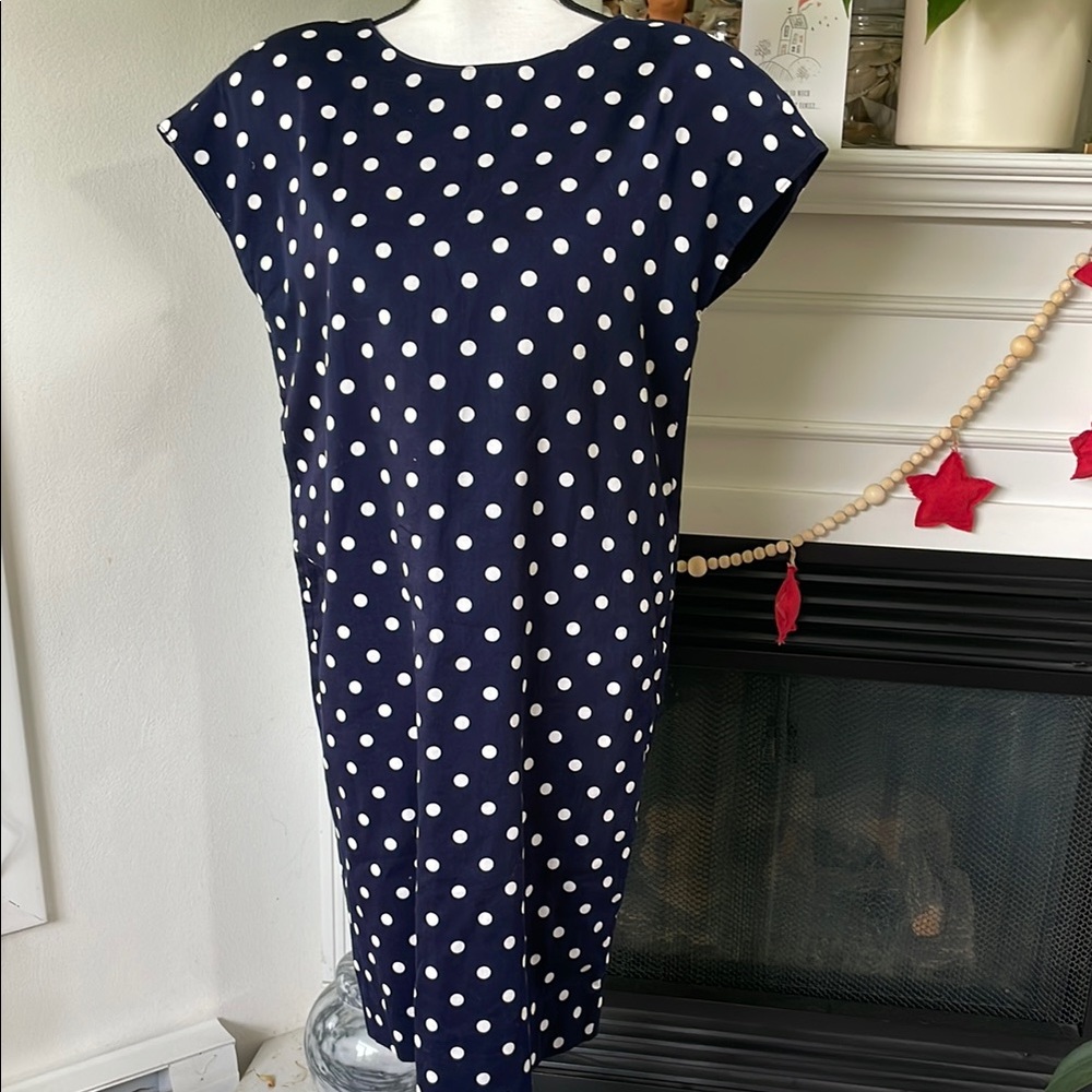 Brooks Brothers Navy Polka Dot Cap-Sleeve Dress - Classic Women's Shift